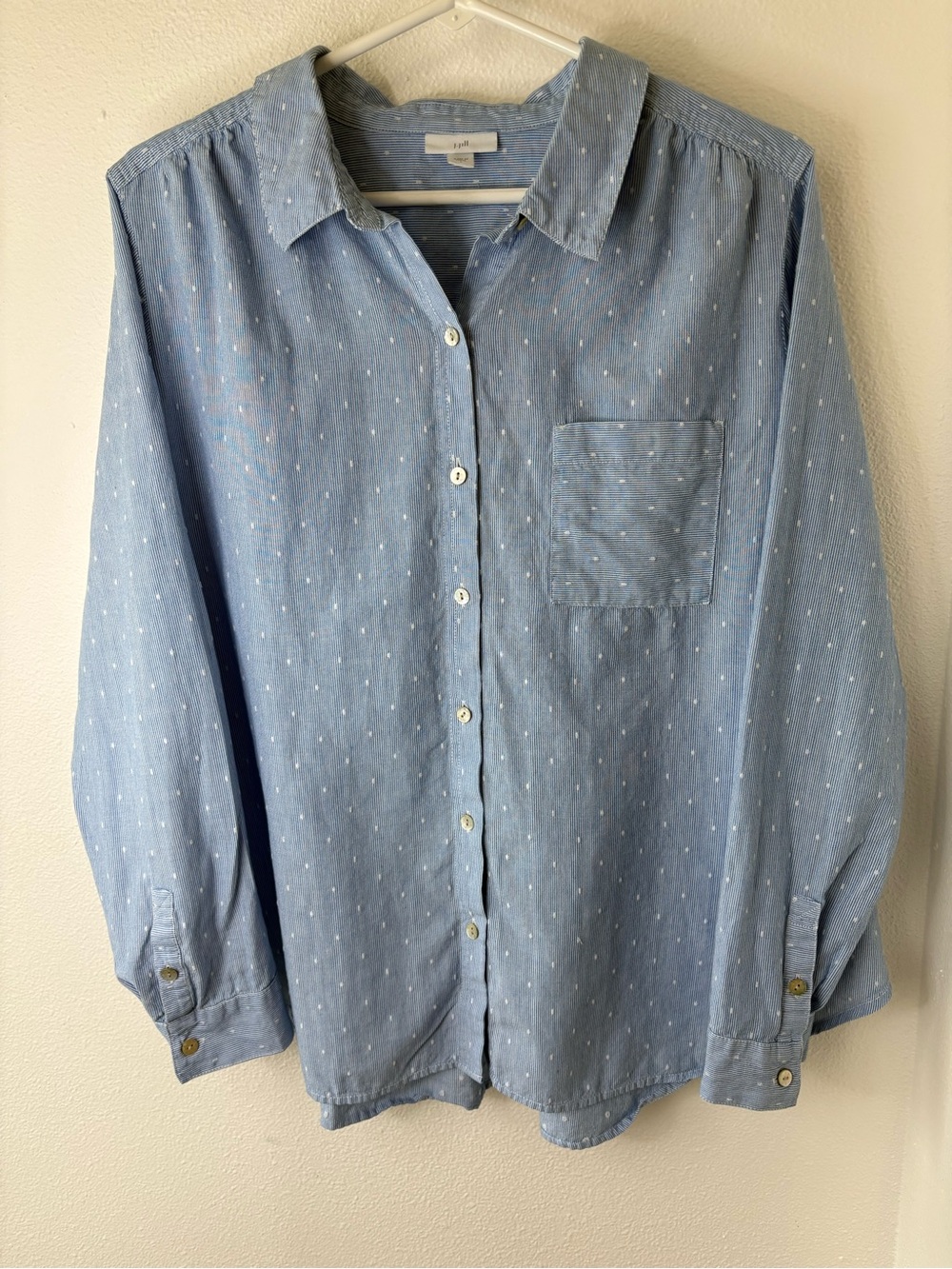 Light Blue Dotted Button-Up Shirt - Casual Women's Shirt